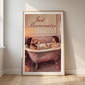 Just Roommates Vintage Lesbian Art Print | Sapphic Romance Wall Decor | Queer Feminine Gift | LGBTQ Proud Feminist Artwork