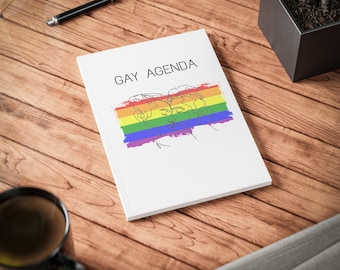 Gay Agenda Notebook LGBTQIA+ Journal with Rainbow Flag | Queer Gift for Pride, Coming Out, Gay Pride Stationery | A5 Notebook