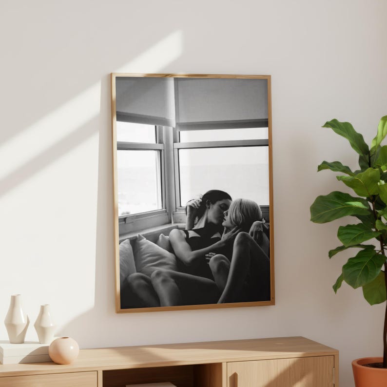 Moody Lesbian Wall Art Print | Black and White Sapphic Window Scene ...