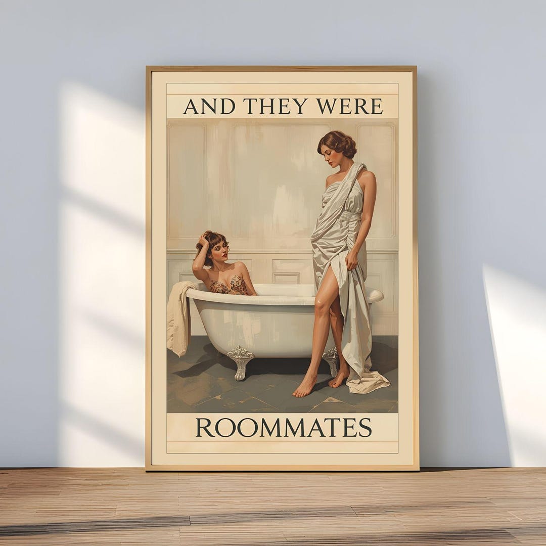 Sapphic Wall Art Print | and They Were Roommates | WLW Lesbian Wall Art ...