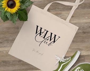 WLW Club Fabric Tote Bag Lesbian Tote Bag | Queer Feminist Pride Bag | Cotton Bag Natural White | WLW Gift | Sapphic Aesthetic