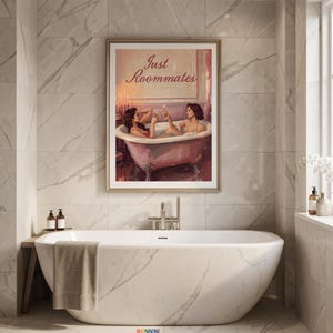 Just Roommates Vintage Lesbian Art Print | Sapphic Romance Wall Decor | Queer Feminine Gift | LGBTQ Proud Feminist Artwork