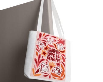 Sapphic Love Is Beautiful Tote Bag – Lesbische Pride Tasche | WLW Geschenk | Queer Einkaufstasche | Feministisches Statement Accessoire