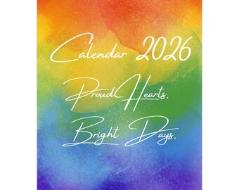 Pride Calendar 2026 Rainbow Wall Calendar with LGBTQ Affirmation & Quotes | Queer Self Love Gift | Inspirational Gay Art Calendar 2026