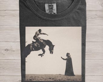 Comfort Colors Star Wars Cowboy Shirt, Vintage Western Sci-Fi Graphic Tee, Darth Vader Riding Horse Apparel, Retro Movie Mashup Gift