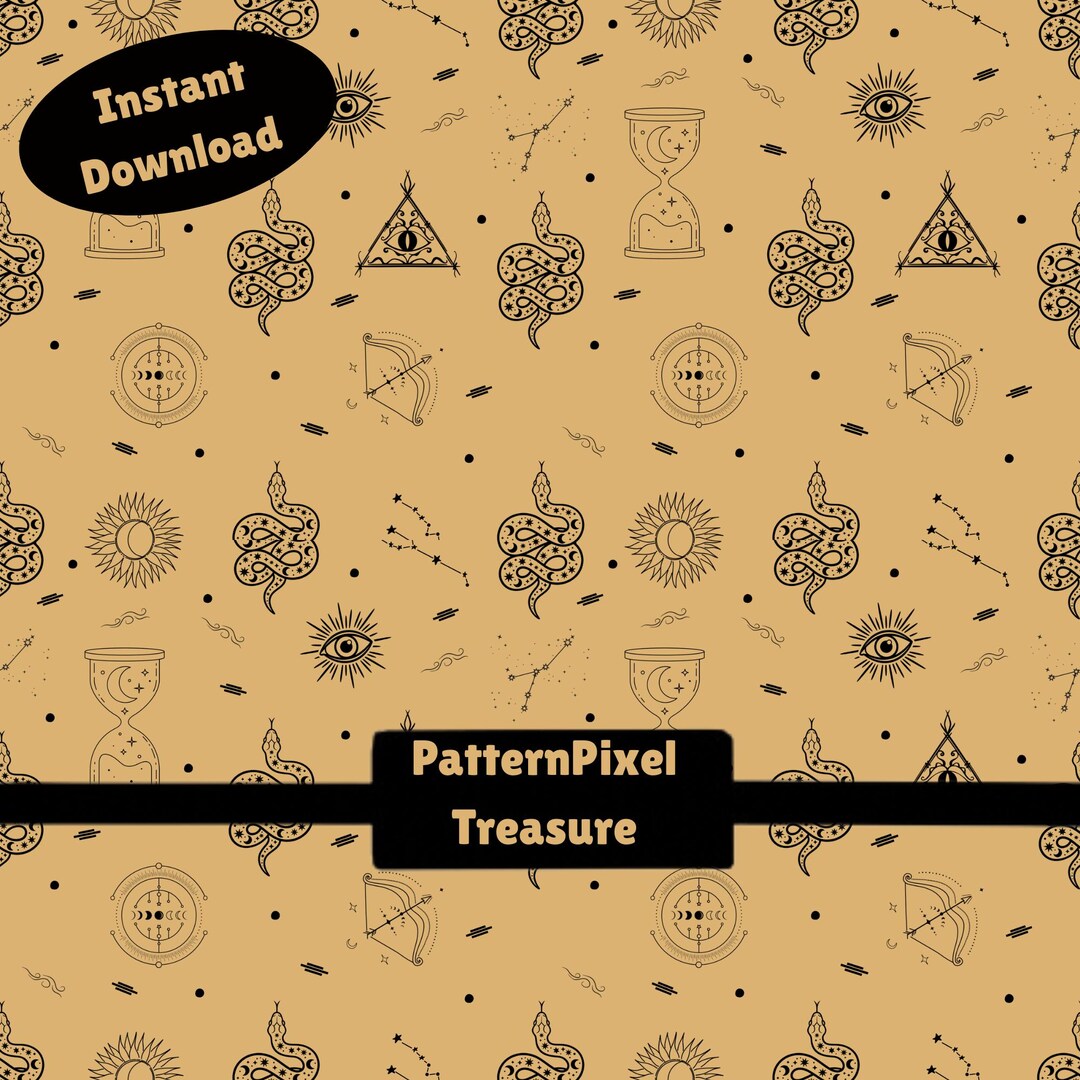 Witchy Snake Seamless Pattern | Celestial Gold Digital Paper ...