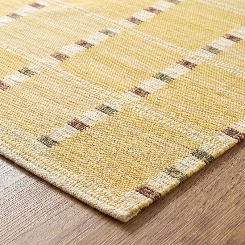 Yellow Swedish Inspired Kilim Rug Scandinavian Modern Meets Earth Tone ...