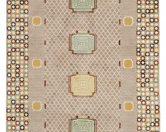 Alfombra de lana tejida a mano: estilo sueco de Marianne Richter, de inspiración vintage.