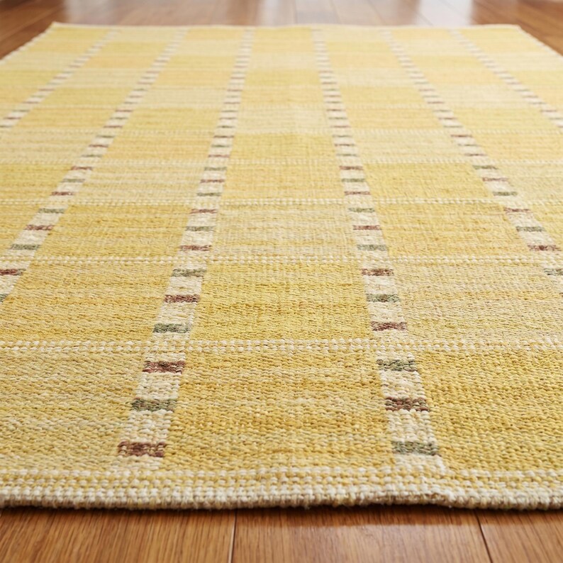 Yellow Swedish Inspired Kilim Rug Scandinavian Modern Meets Earth Tone ...