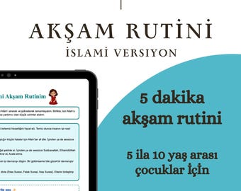 Benim İslami Akşam Rutinim: eine islamische Abendroutine für Kinder von 5–10 Jahren - stärkt die Verbindung zu Allah - türkische pdf