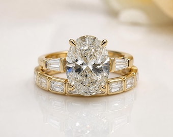 IGI Certified Ring / 6.05 Ct Oval-Cut Lab Grown Diamond Ring / Solitaire Bridal Ring Set / EF/VS1 Clarity Diamond Ring / 14k Yellow Gold