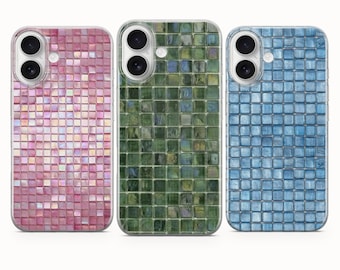 Glass Mosaic & Tiles Phone Case, Glossy Cover - iPhone 17 Pro Max 16 15 14 13 12 11, Samsung Galaxy S25Fe A16 S23 A17 A56, Pixel 10 Pro