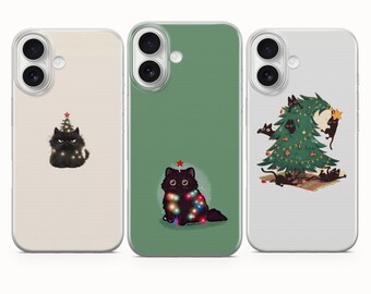 Christmas Phone Case Cat and Xmas Aesthetic – Kitty Cover for iPhone 17 Pro 16 15 14 13 12 11, Samsung S25 Fe A16 S23 A17 A56, Pixel 10 Pro