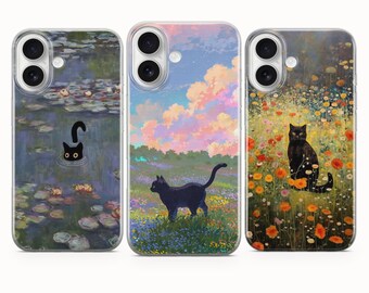 Cat & Art Phone Case, Painting Cover - iPhone 17 Pro Max 16 15 14 13 12 11, Samsung Galaxy S25Fe A16 S23 A17 A56, Pixel 10 Pro