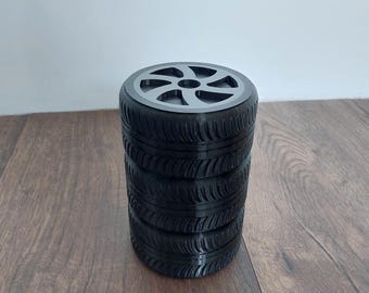 Organizzatore da scrivania espandibile a forma di pneumatico, contenitore modulare stampato in 3D, accessorio per appassionati di auto.