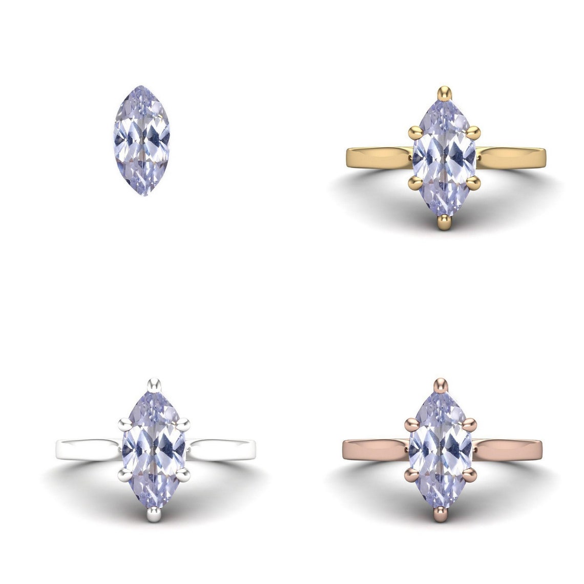 Marquise cut blue sapphire ring ring gold engagement ring Etsy