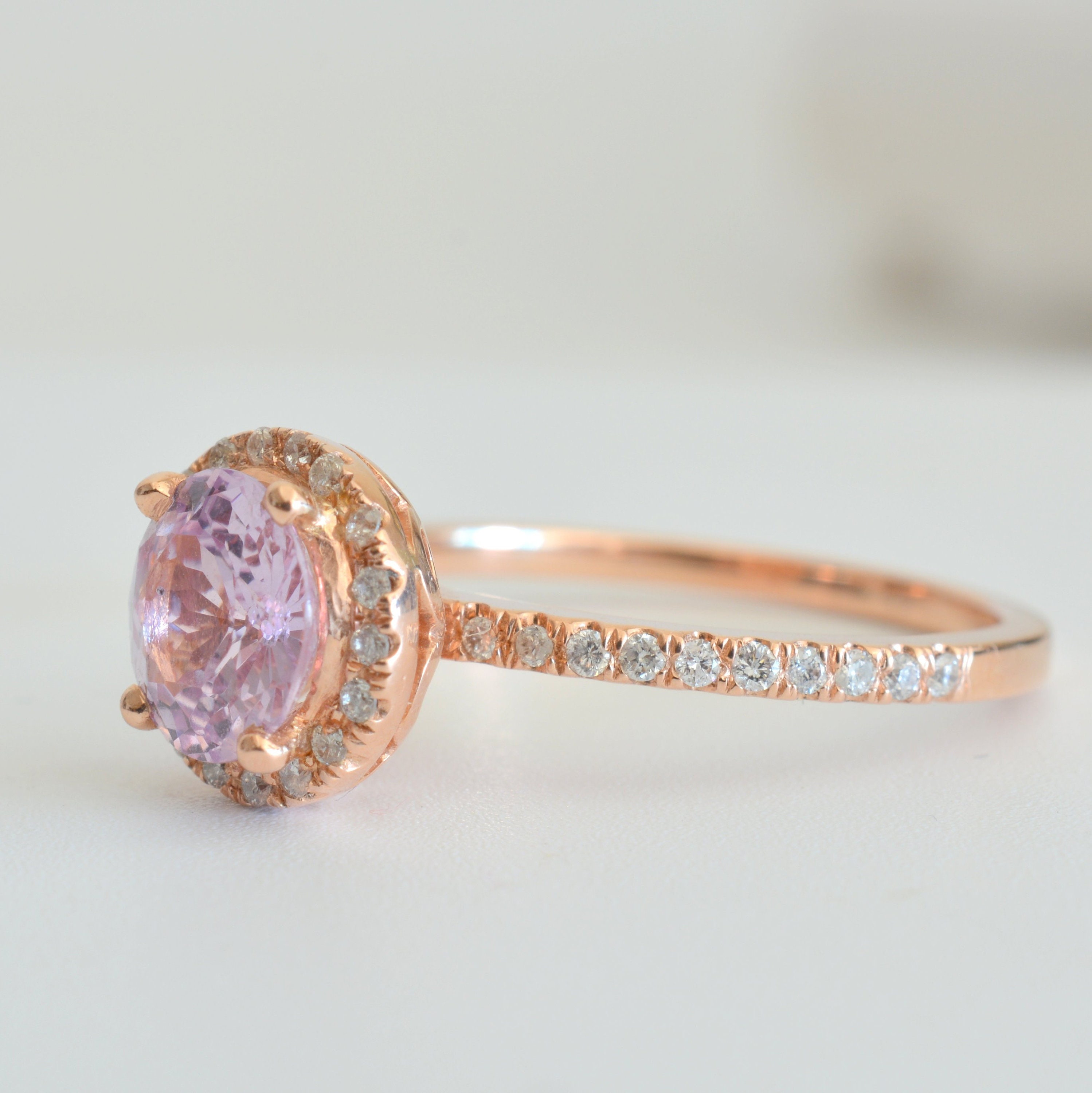 Peach sapphire engagement ring gift for her anniversary gift Etsy