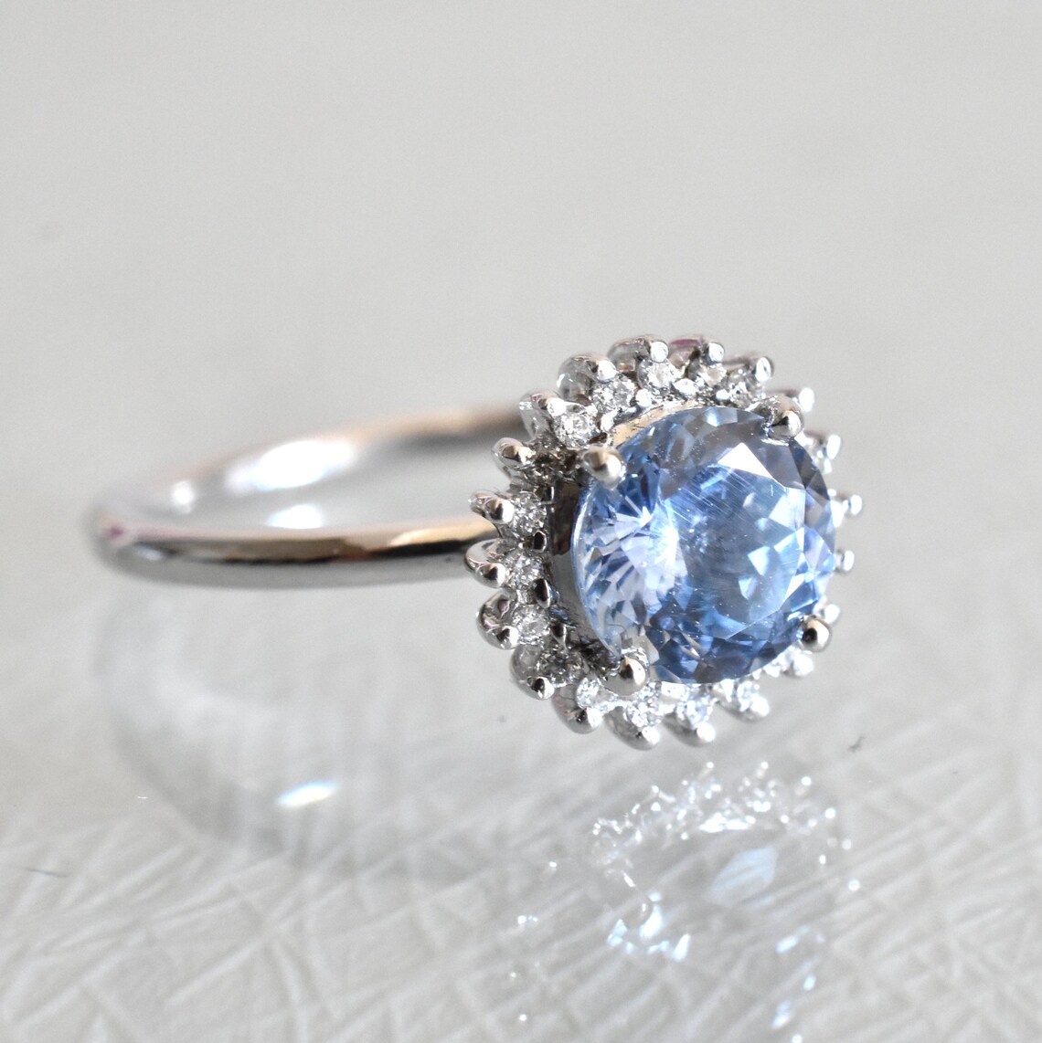 Light Ceylon blue sapphire dainty ring delicate ENGAGEMENT Etsy