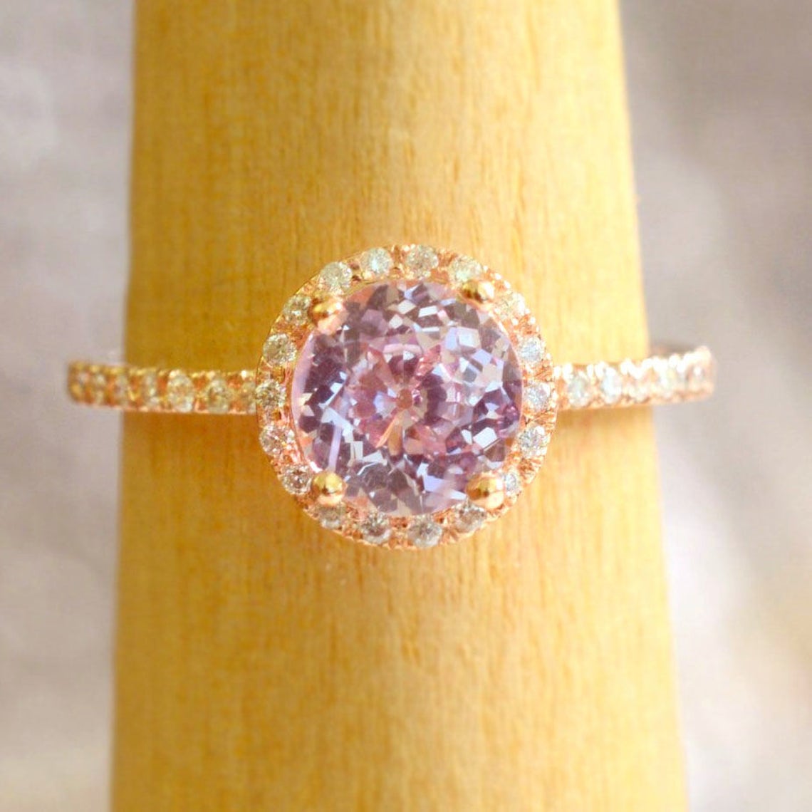 Peach sapphire engagement ring gift for her anniversary gift Etsy