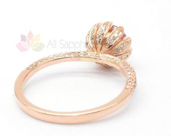 Lotus gold Diamonds engagement ring SKU Lotus setting Free Shipping sapphire ring