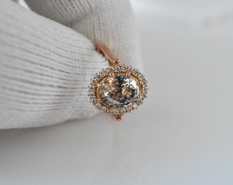 Handmade 3.57 CT Untreated champagne sapphire rode gold ring - Sku: 2494 Free Shipping sapphire ring