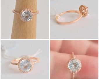 Handmade 1.91 carat white sapphire, 14K Rose gold, Diamonds, Ready To Ship, JOAN-812W Free Shipping  Valentine's Day Gift sapphire ring