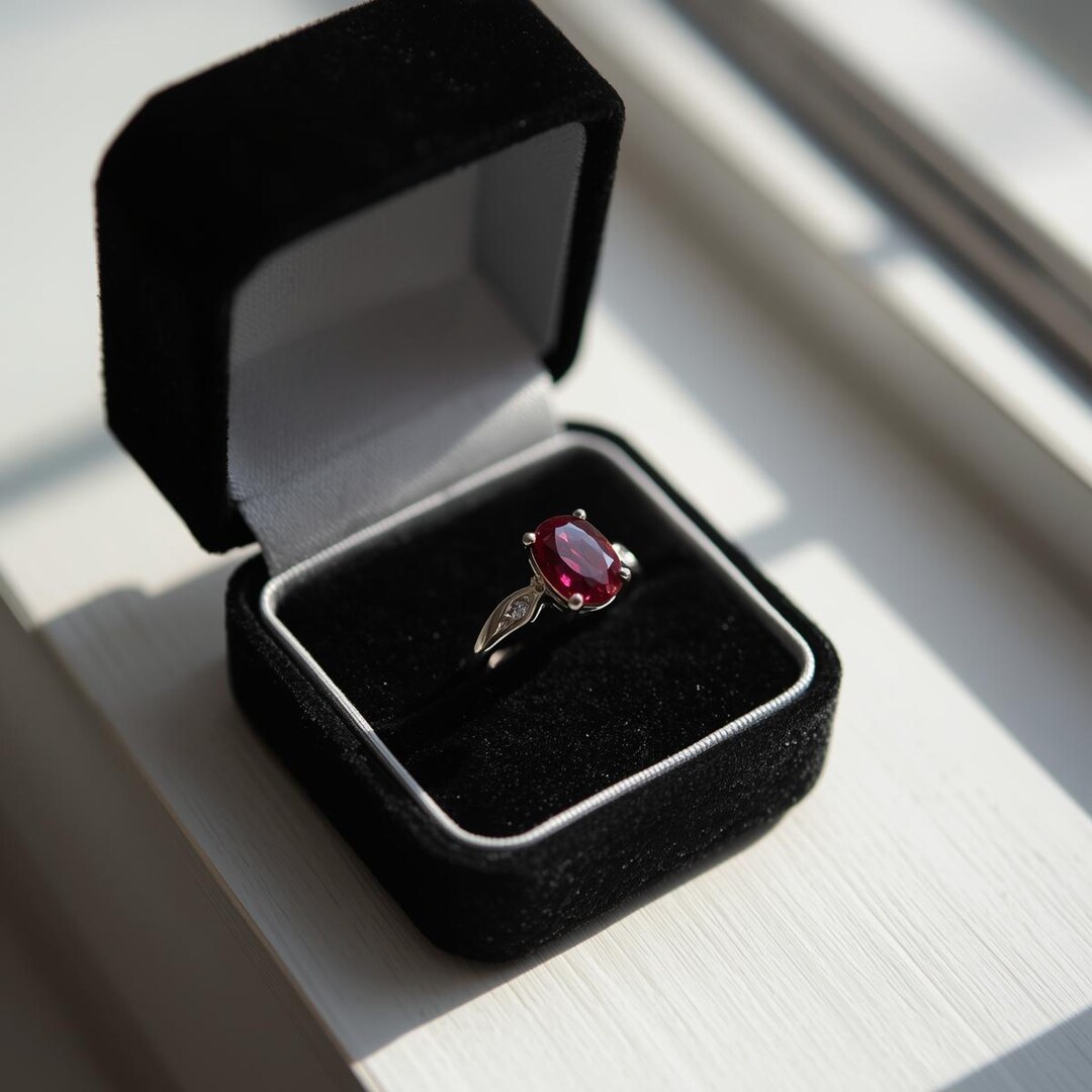 Natural Ruby Engagement Ring - Deep Red, Sterling Silver - Etsy