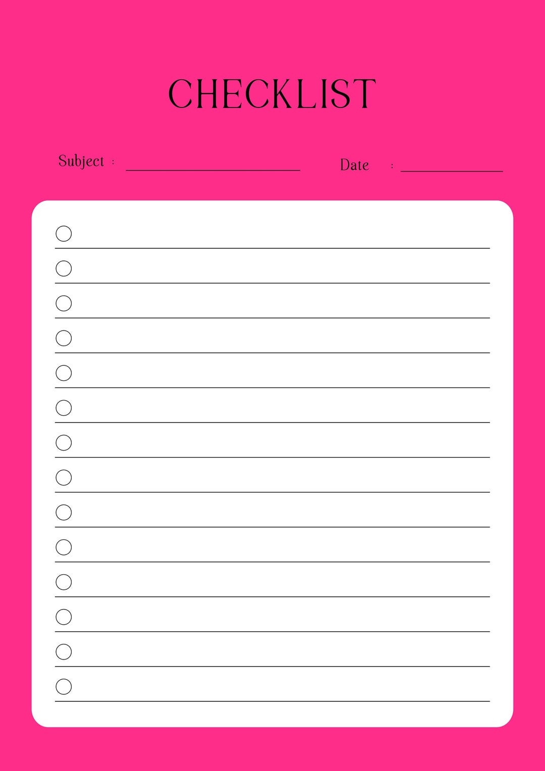 Checklist Sample Color Bright Checklist Printable 8.5x11 – Color Pop to Do List (10 Bold ...