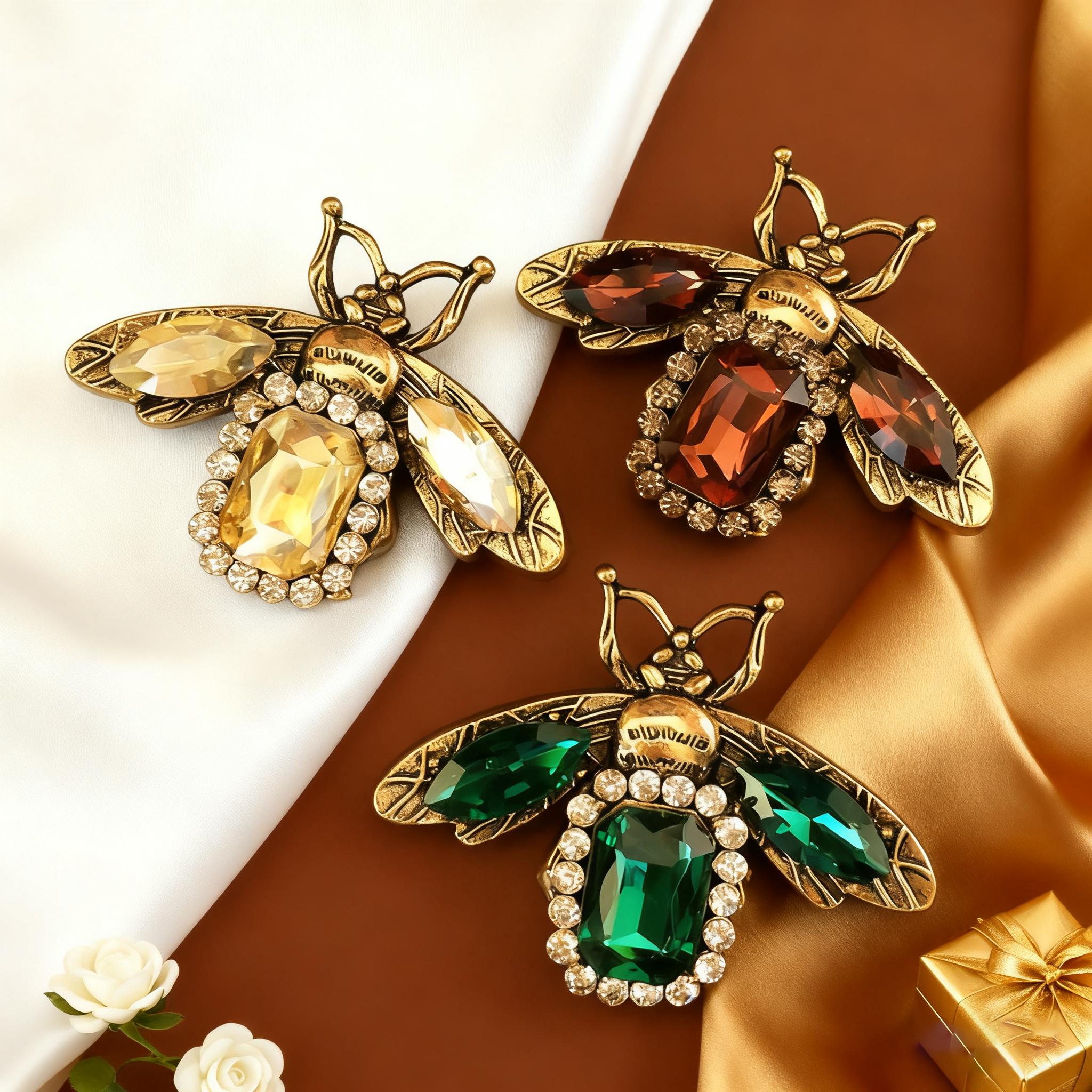 Rhinestone Pearl Bee Brooch - Vintage Crystal Insect Lapel Pin For Women & Men - View #4