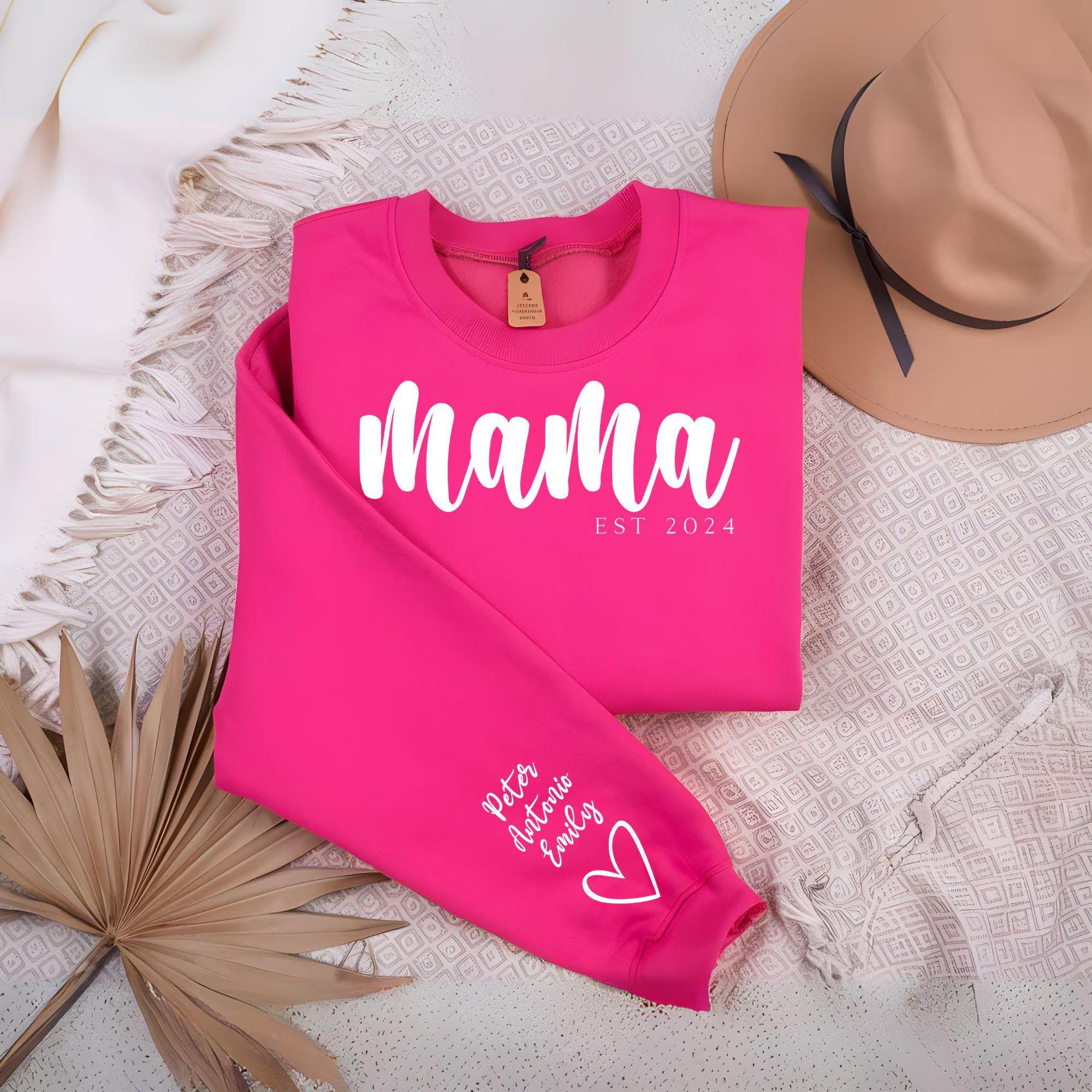 Cute Mama EST 2024 PNG SVG, Font Included, Personalize Names on