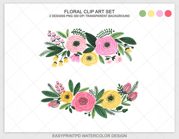 watercolor floral clipart watercolor flowers floral clip etsy
