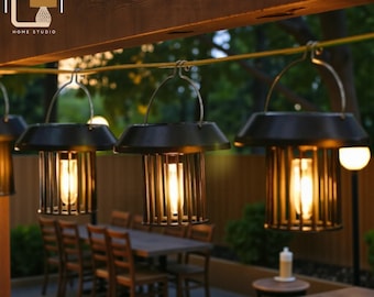 Lanterne solaire suspendue | Lampe d'extérieur à DEL blanc chaud | Décoration de jardin imperméable pour patio | Lanterne solaire écologique pour véranda et camping