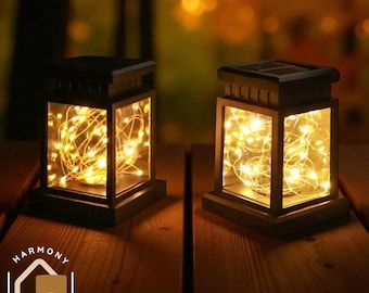 Solcellslykta för trädgården utomhus | Vattentät hängande LED-lampa med varmvit belysning | Miljövänlig belysning för trädgården, uteplatsen, gångstigen och bakgården