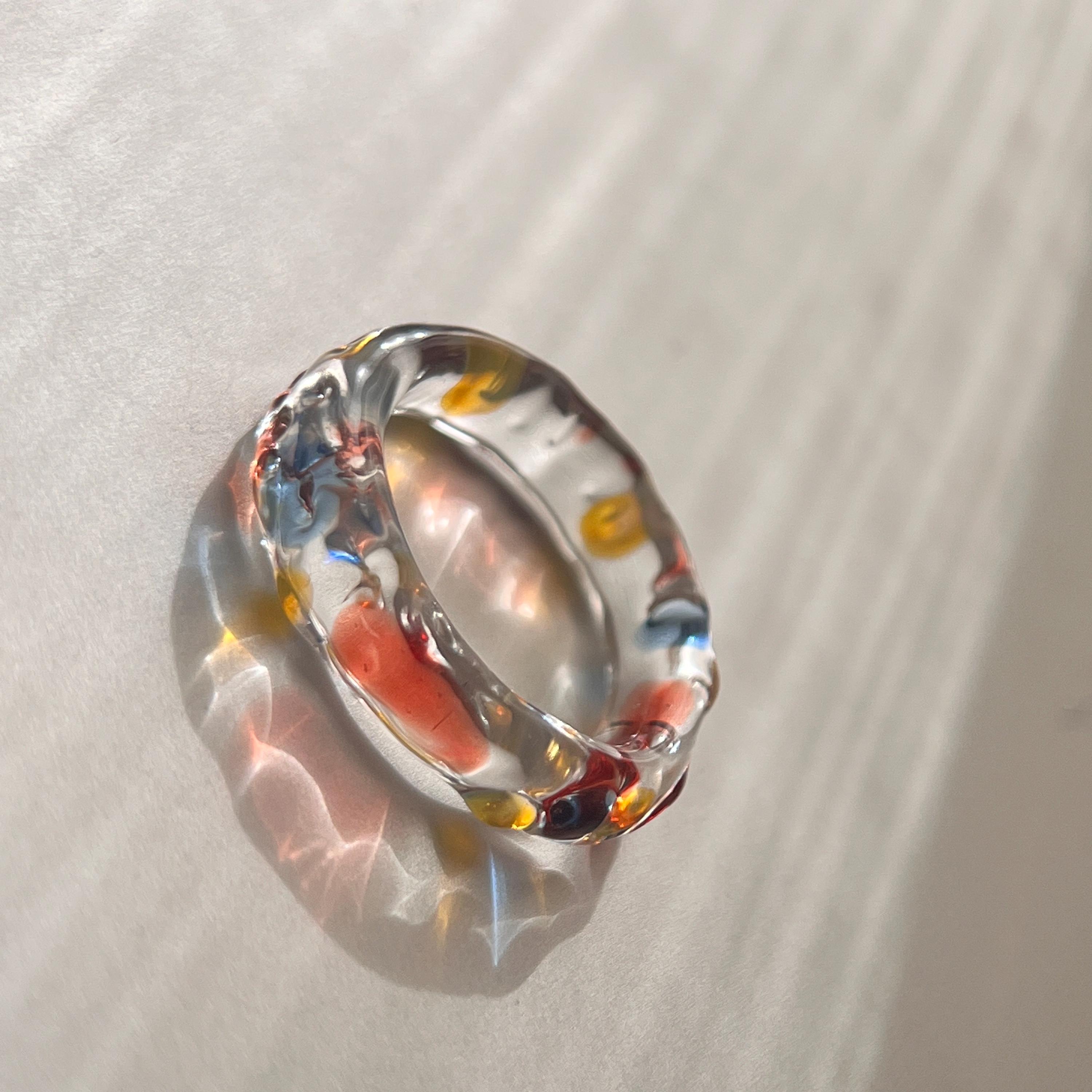 Handmade Colorful Glass Ring – Chunky Minimalist Statement Jewelry - Etsy