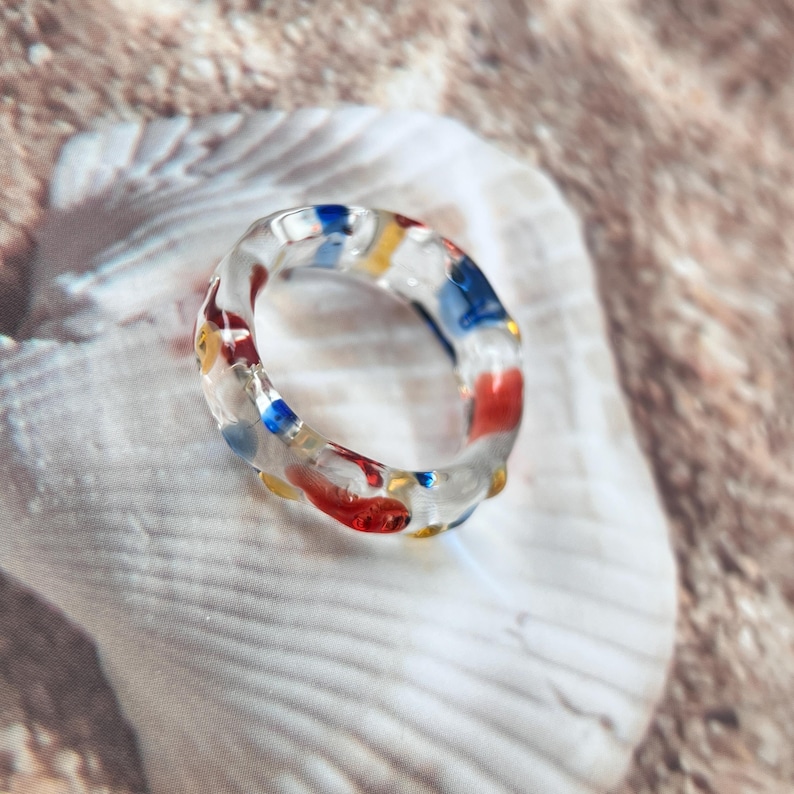 Handmade Colorful Glass Ring – Chunky Minimalist Statement Jewelry - Etsy
