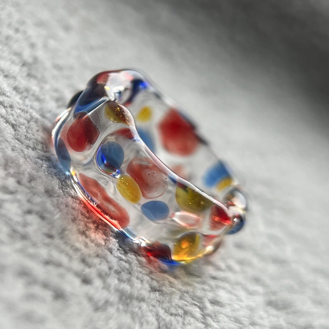 Handmade Colorful Glass Ring – Chunky Minimalist Statement Jewelry - Etsy