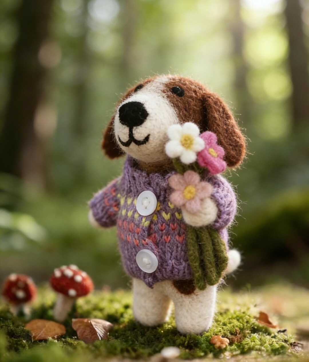 Needle Felted Puppy - Handmade Wool Dog Figurine - Cute Realistic Puppy ...