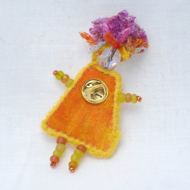 Mixed Media Brooch Orange Girlfriend Jewelry image 4