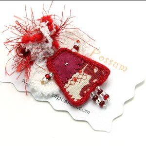 Mixed Media Jewelry Brooch Red Angel image 3