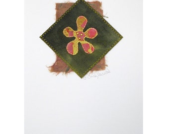 Handmade Greeting Card - Beaded Flower, Earthy Colors