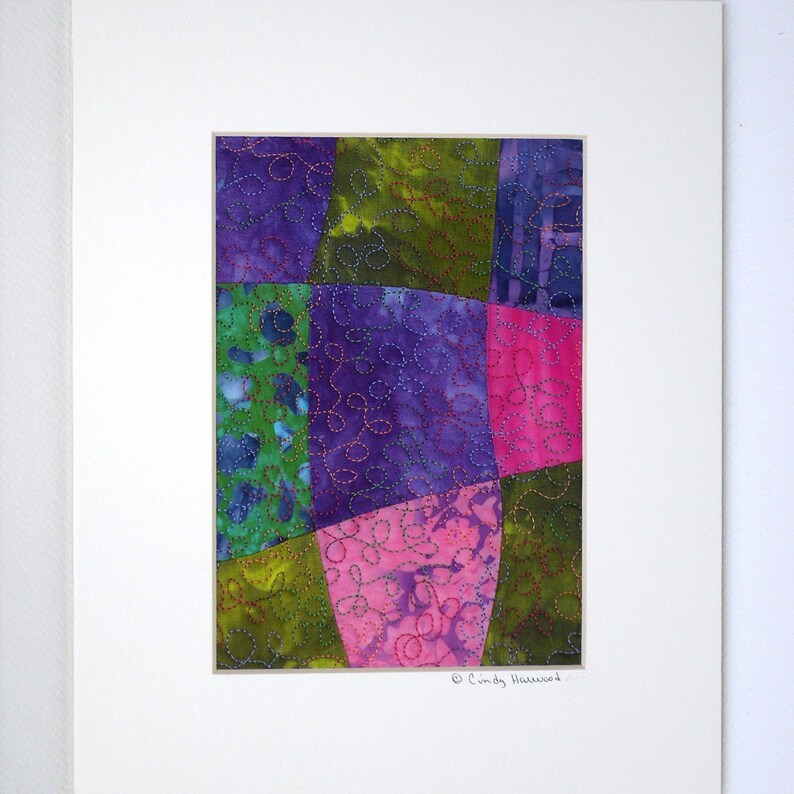Fiber Art Matted 8 x 10 Purple Pink image 1