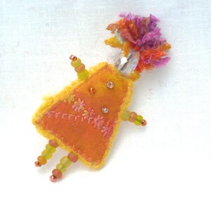 Mixed Media Brooch Orange Girlfriend Jewelry image 3