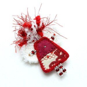 Mixed Media Jewelry Brooch Red Angel image 2