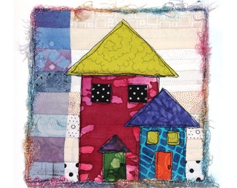 Mixed Media Fiber Collage House