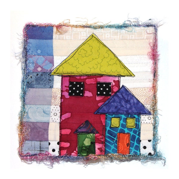 Mixed Media Fiber Collage House