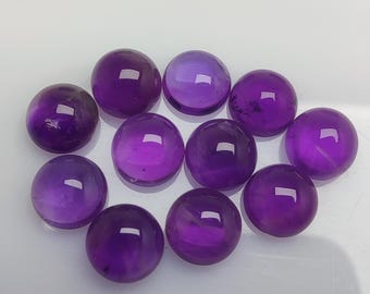 Naturlig afrikansk ametist cabochon: 6 mm rund lila ädelsten