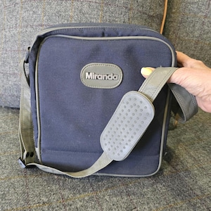 90s Miranda Retro Messenger Storage Bag | Navy Grey Padded Camera Tech Case with compartments
