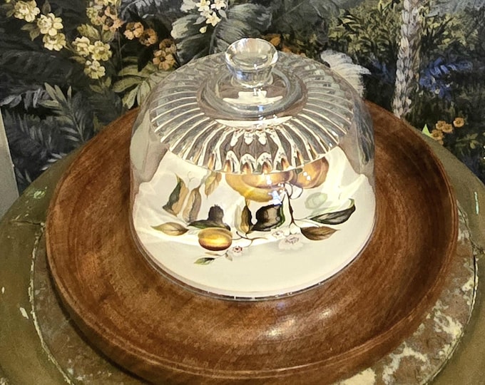 Featured listing image: Retro Cheese and Biscuits Platter – Vintage Ribbed Glass Cloche
