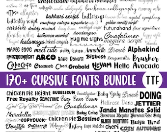 Script Font Bundle, Font Bundle TTF Svg Heart Font, Cursive Fonts ...