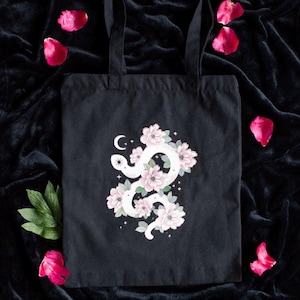 Floral Snake Polycotton Tote Bag